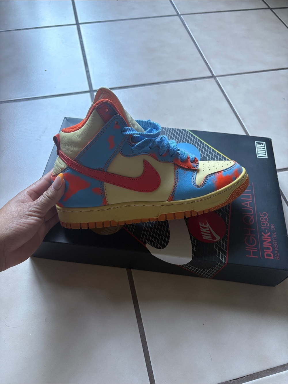Nike Dunk 1985 Yellow/Blue/Orange High-Top Sneaker